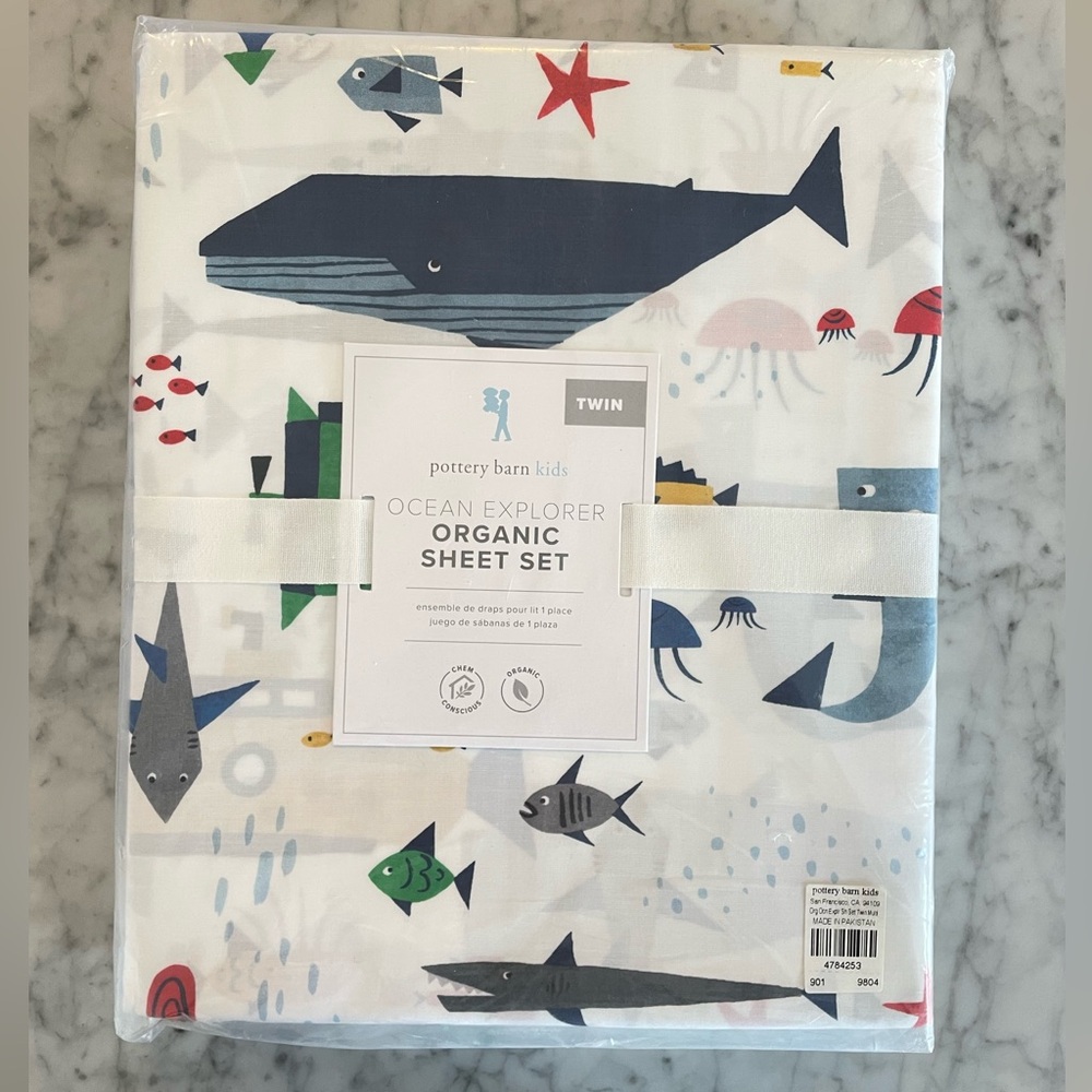 Pottery Barn Kids Ocean Explorers Organic Twin Sheet Set